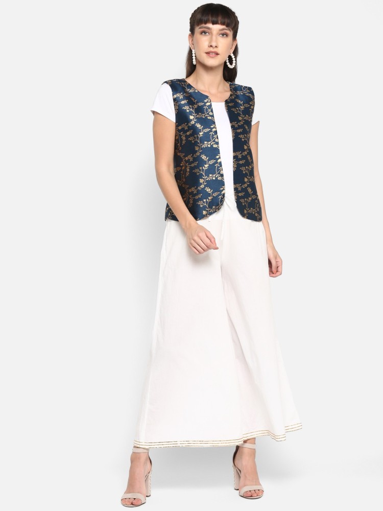 Buy online Sleeveless Printed Ethnic Jacket from shrugs & Jackets for Women  by Hangup for ₹570 at 77% off