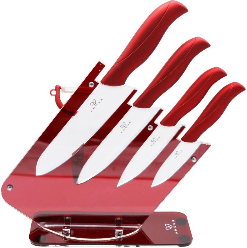 5Pc Ceramic Knife Set Black Blade Kitchen Cutlery Peeler Paring