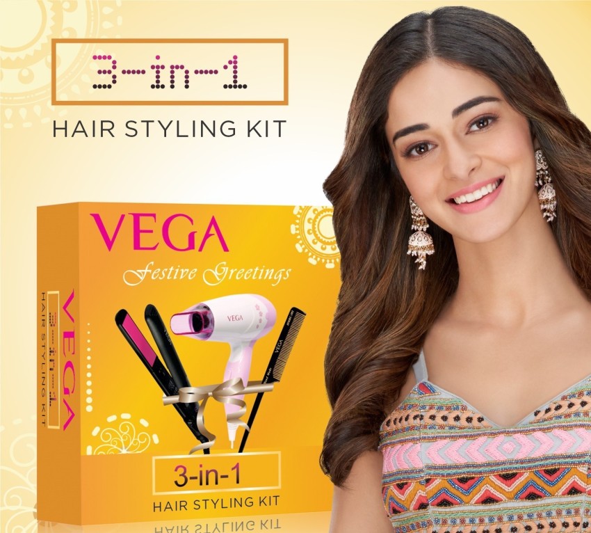 Buy VEGA Wet and Dry 2 in 1 Hair Styler Straightener and Curler VHSC02  White Online  Purplle