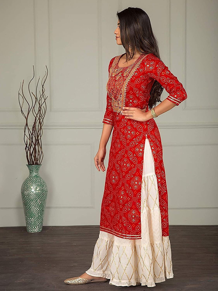RHUAN ENTRPRISES Self Design Kurta Sharara Dupatta Set Buy