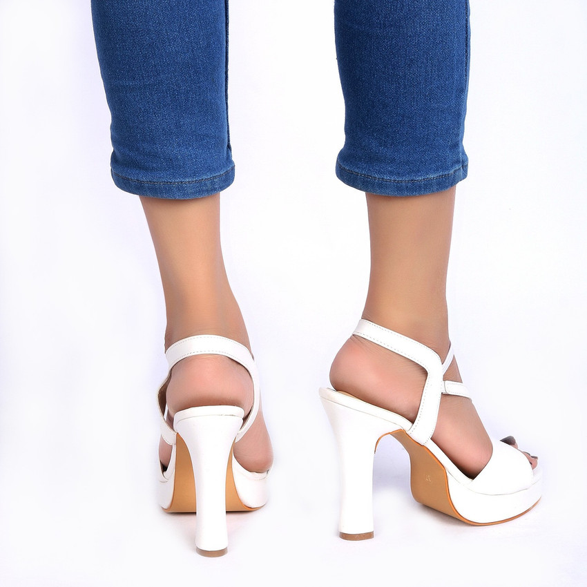 White thick heels online