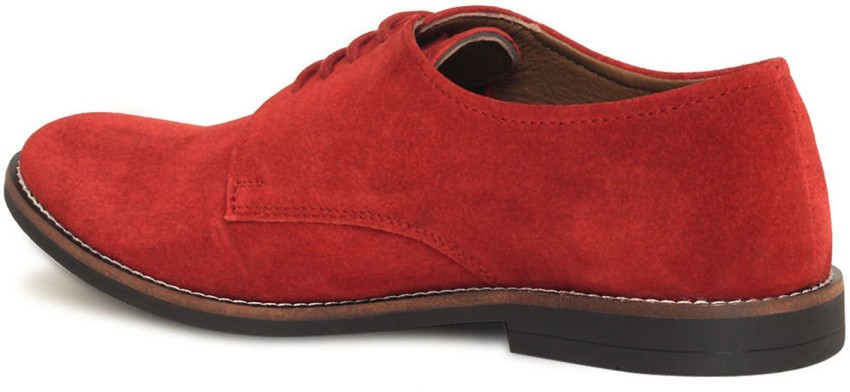 Buy LOUIS STITCH Men Crimson Red Lace up Style Italian Suede Leather Shoes  for Men Czech UK 6 at