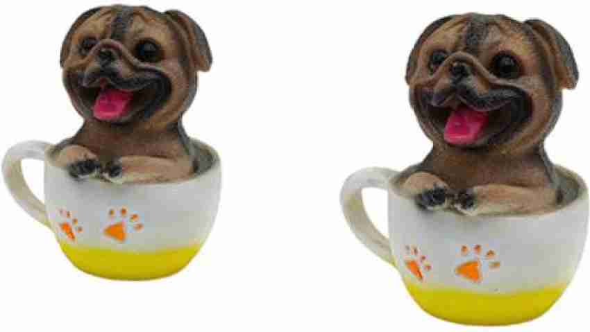 Art N Soul Set Of 2 Cute Cup in Dog Puppy Figurines Showpiece for