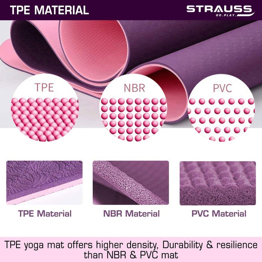 Strauss TPE Eco-Friendly Dual Layer Yoga Mat for Men & Women with Carry Bag  Pink 6 mm Yoga Mat - Buy Strauss TPE Eco-Friendly Dual Layer Yoga Mat for  Men & Women