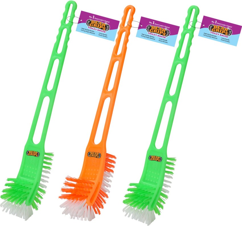 STRUGGLINGINC Double Sided Toilet Cleaning Brush for Cleaning Easy to Hold,  Combo HOCKEY TOILET CLEANER BRASH,Washbasin / Sink Cleaning Strong Plastic  Hand Nylon Combo Brush (Multicolor)Toilet Brush with long grip brush ,Toilet