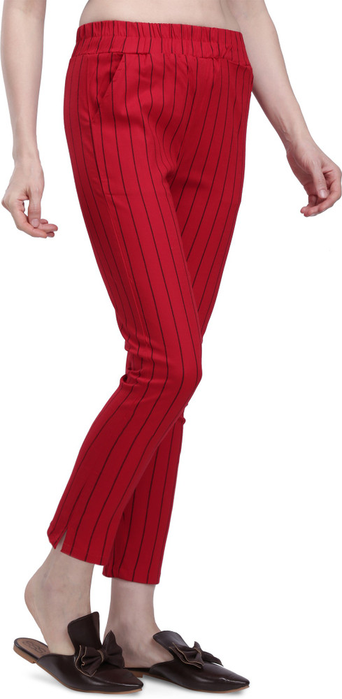 Red hot sale pinstripe trousers