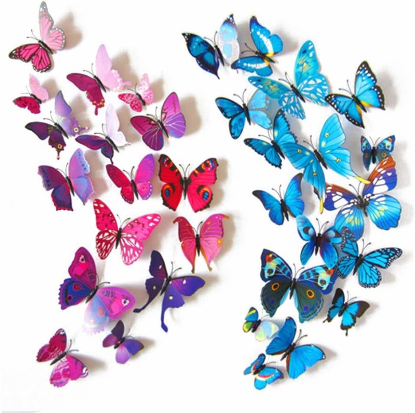 12pcs/set 3D Butterfly Wall Sticker, Modern Plastic Butterfly Sticker For  Wedding, Home