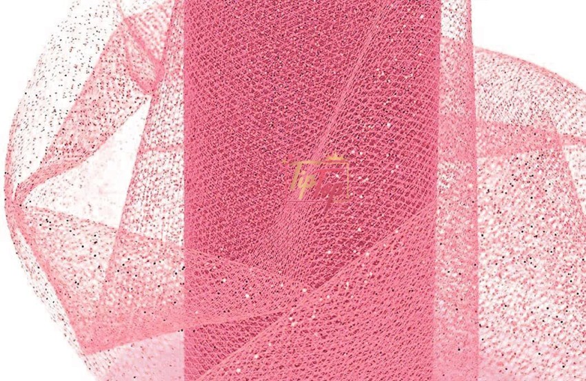 Tiptop Decoration Premium Net Fabric Mesh Glitter Cloth (5 Meters)  (Width:-25 Inch) (Baby Pink) - Premium Net Fabric Mesh Glitter Cloth (5  Meters) (Width:-25 Inch) (Baby Pink) . shop for Tiptop Decoration