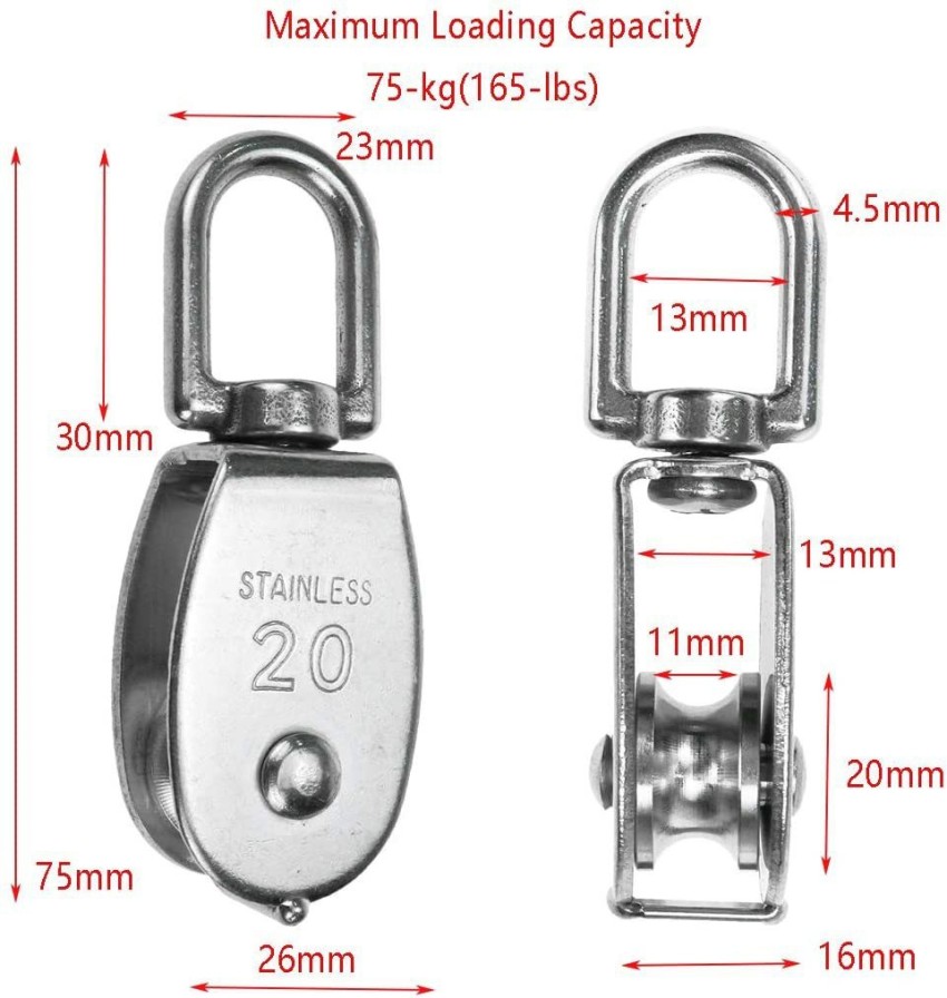 U/A 2PCS M25 Single Pulley Block for Lifting with 6mm India