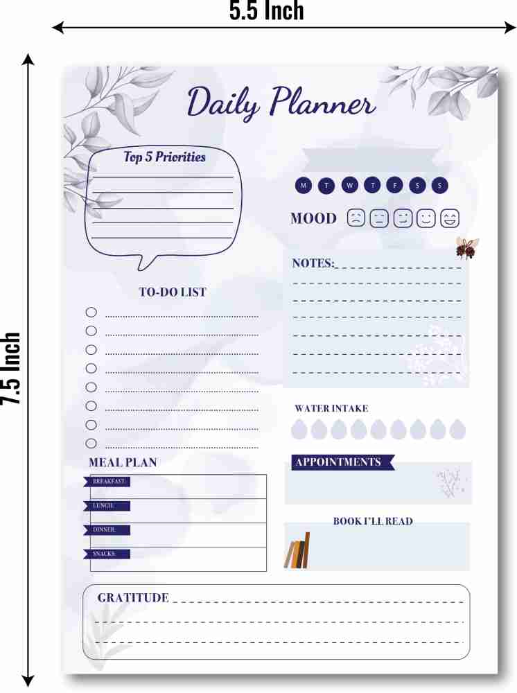 Scrollingideas Blue Foilage Daily Planner Sheets A5 Planner Ruled