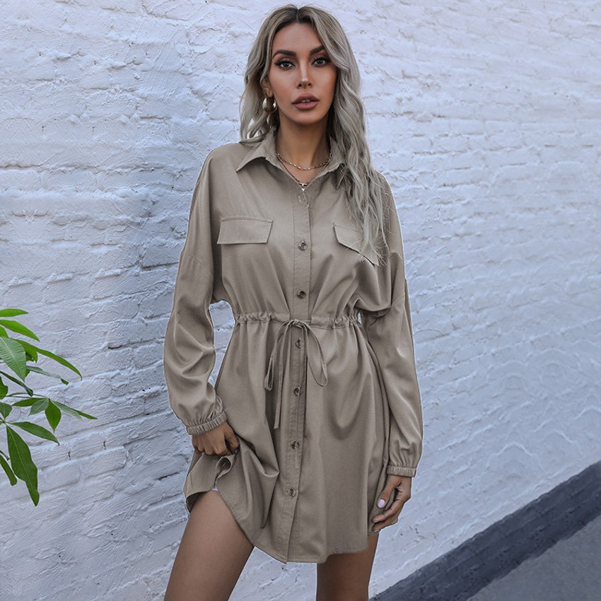 Stone cargo oversized popper front hot sale shirt dress