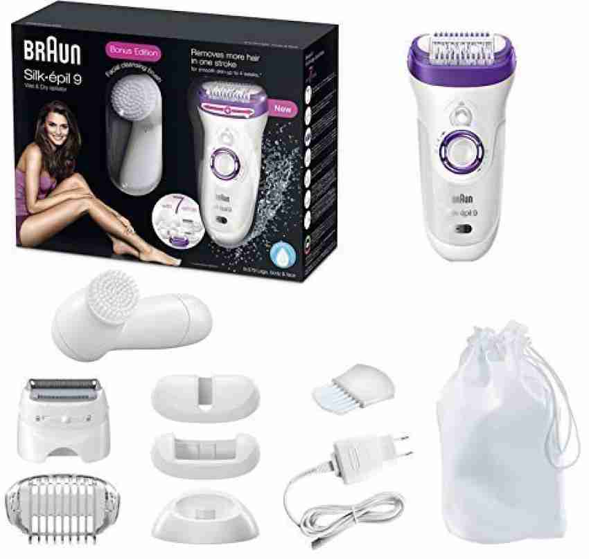 Braun Epilator Silk-épil 9 9-890 Facial Hair Removal for Women, Bikini  Trimmer, Womens Shaver Wet & Dry, Cordless and 7 extras 
