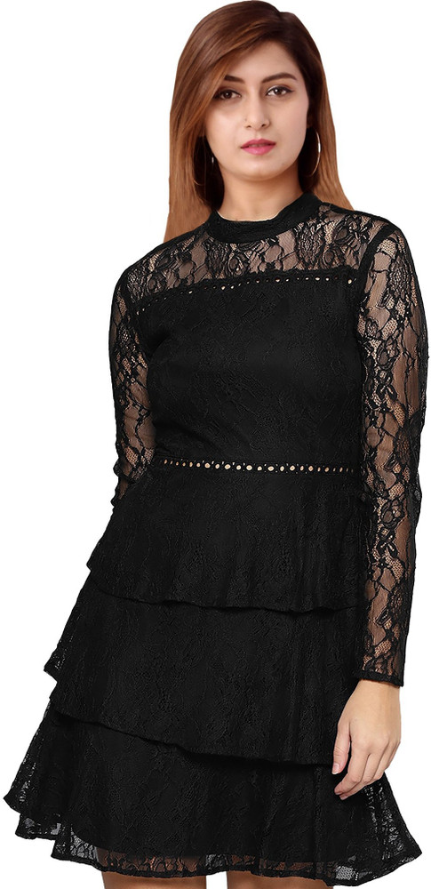Black one piece dress knee length deals