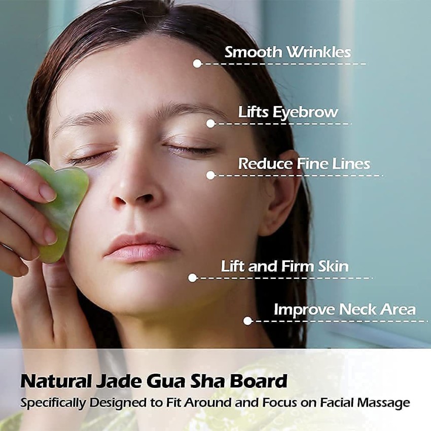DEEJET Facial Massager Jade Roller & Gua Sha Tool 100% Natural Himalayan  Stone for Face Neck Healing Skin Wrinkles & Serum Application Facial Roller  & Massager Natural Stone for Face Eye Neck