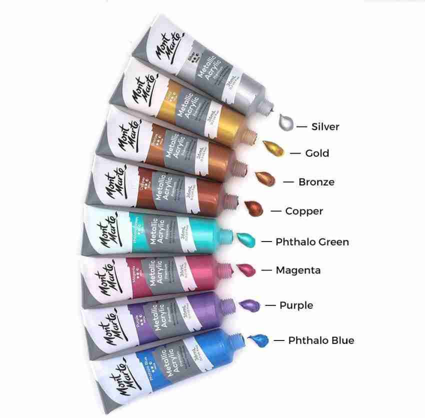 Mont Marte Acrylic Paint Set 24 Colours 36ml, Perfect for Canvas, Wood,  Fabric, Leather, Cardboard, Paper, MDF and Crafts