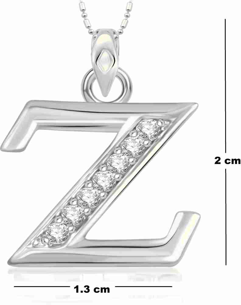 Vshine Alphabet Y Pendant initial Letter American Diamond Studded Pendant Locket with Silver Chain Rhodium Silver Plated Stylish Fancy Latest Design