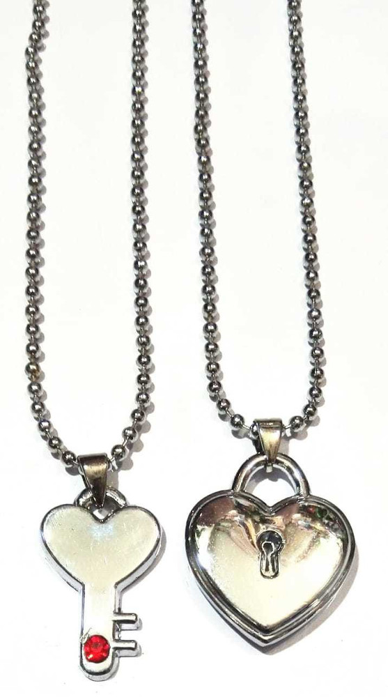 ROYALSHOP lock and key shape love couple locket pendant for