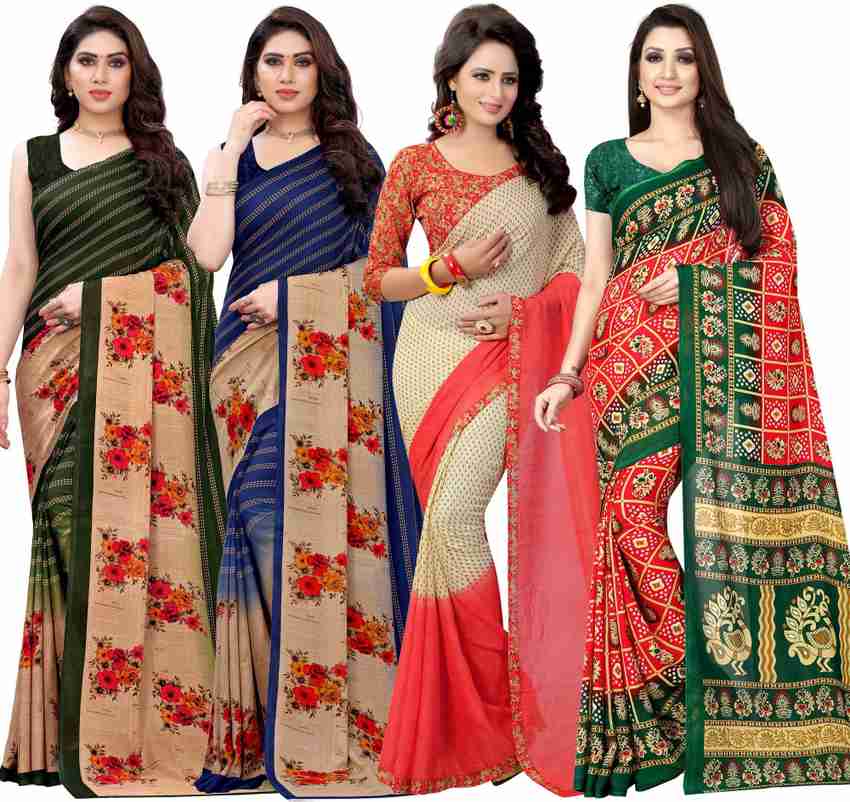 Buy IKSHA FASHION Printed Daily Wear Georgette Multicolor Sarees