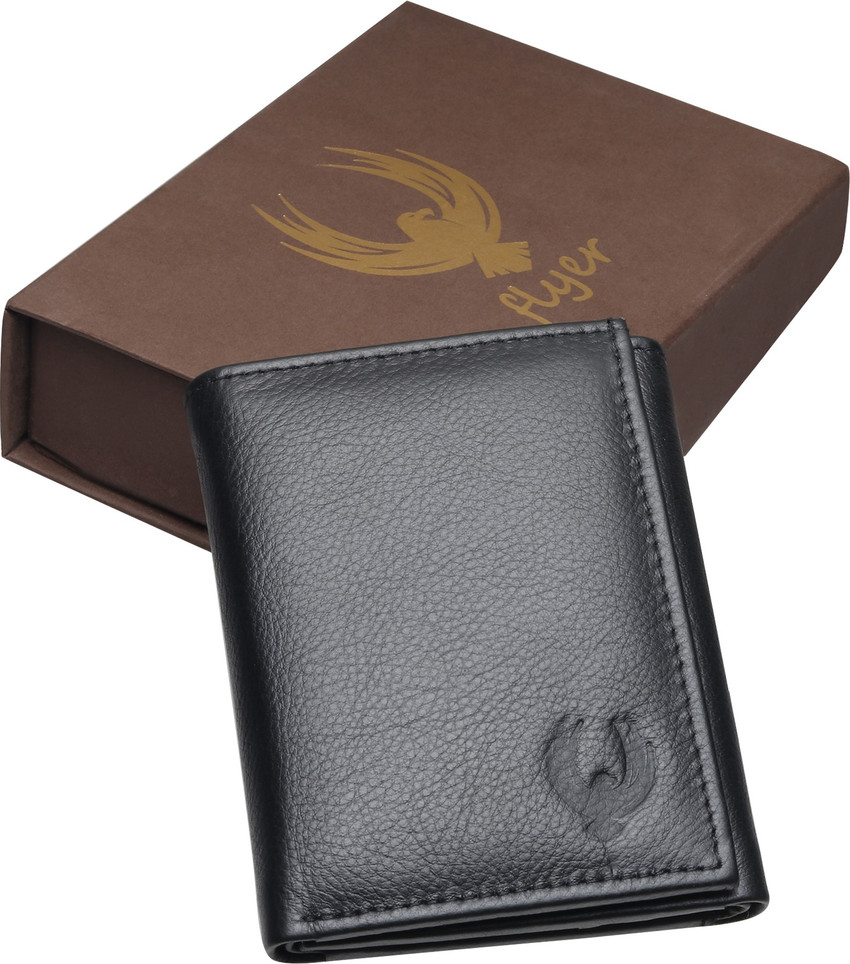 FLYER Men Formal Casual Travel Trendy Black Genuine Leather Wallet Black 26 Price in India Flipkart