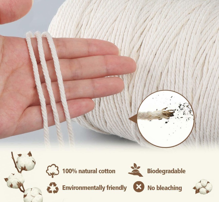 VMPS CottonCord 3mm x 200 Mtrs, 100% Natural Cotton Cord Rope