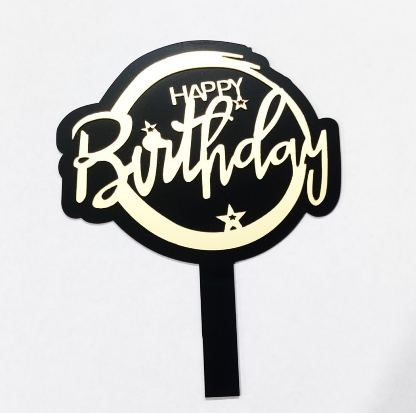 CAKE TOPPER HAPPY BIRTHDAY- BLACK