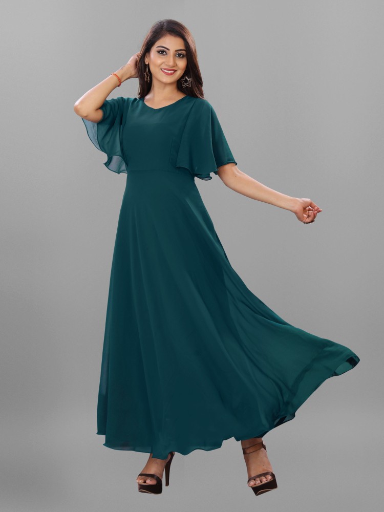 Dark blue deals green dress