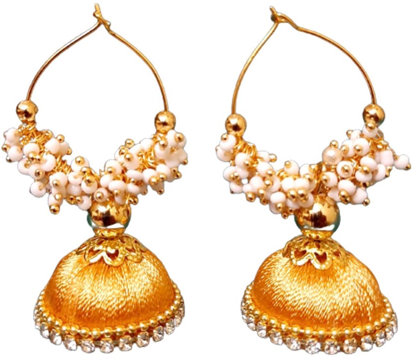 Golden silk thread on sale earrings