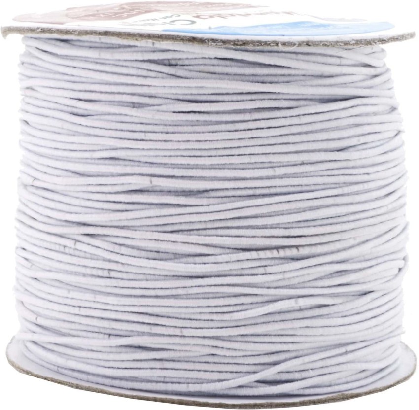 Elastic Beading Cord, 1 mm, White, 25 M, 1 Roll