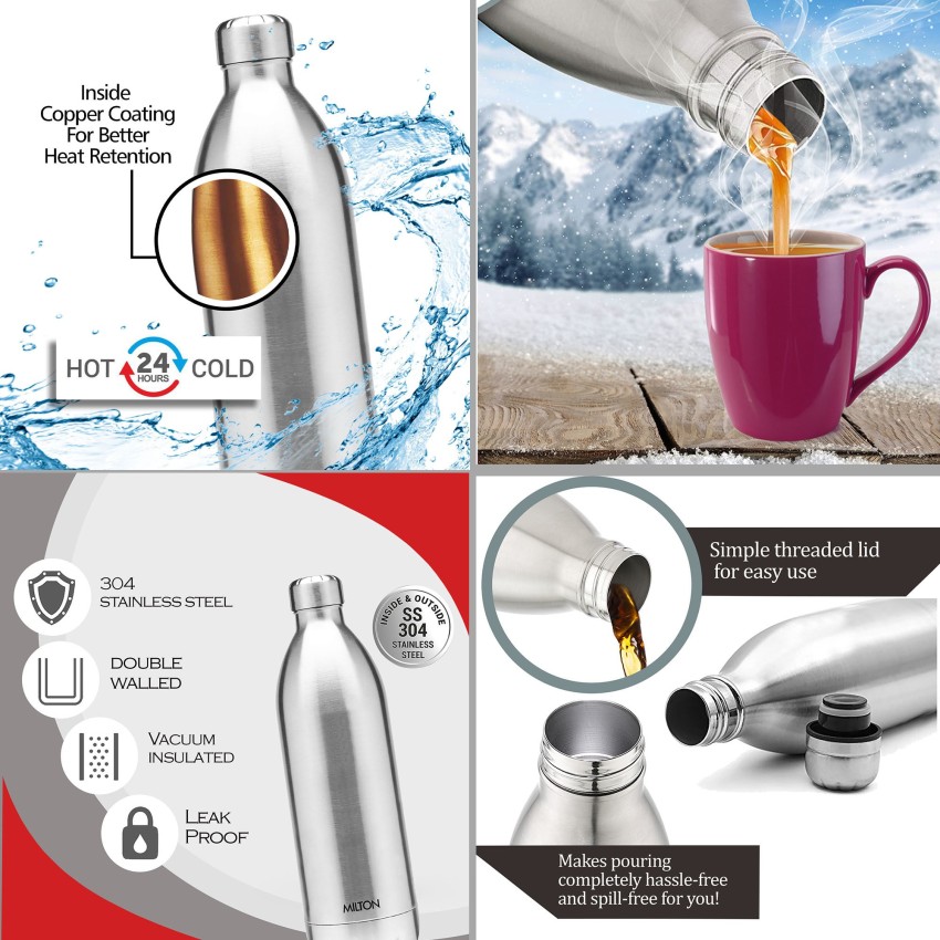 MILTON Combo Set Insta Electric Stainless Steel Kettle, 2 Litres, Silver  and Duo DLX Thermosteel Hot or Cold Stainless Steel Water Bottle with  Jacket, 1.8 Litres, Silver Electric Kettle Price in India 