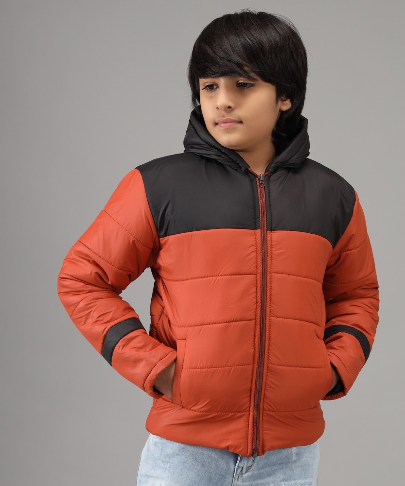 Orange puffer store jacket boys