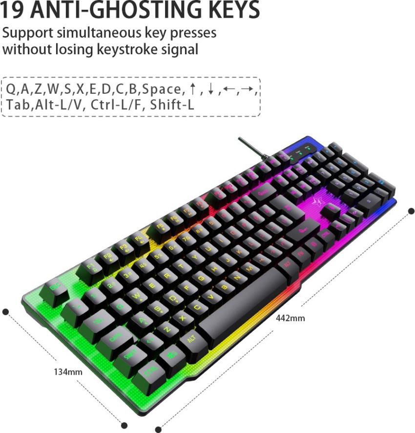  Buy RPM Euro Games Gaming Keyboard Wired, 87 Keys Space Saving  Design, Membrane Keyboard with Mechanical Feel