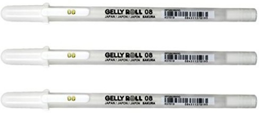 keepsmiling izone 3 -Piece White Gel Pen Set, 0.8mm Line Drawing
