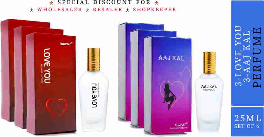 Buy Wildplay Set of 3 Aajkal and 3 Love You 25ml spray perfume