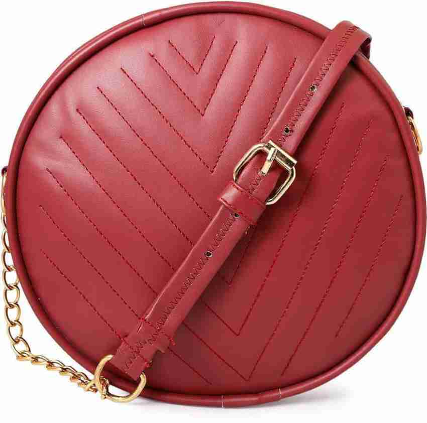 Red round online handbag