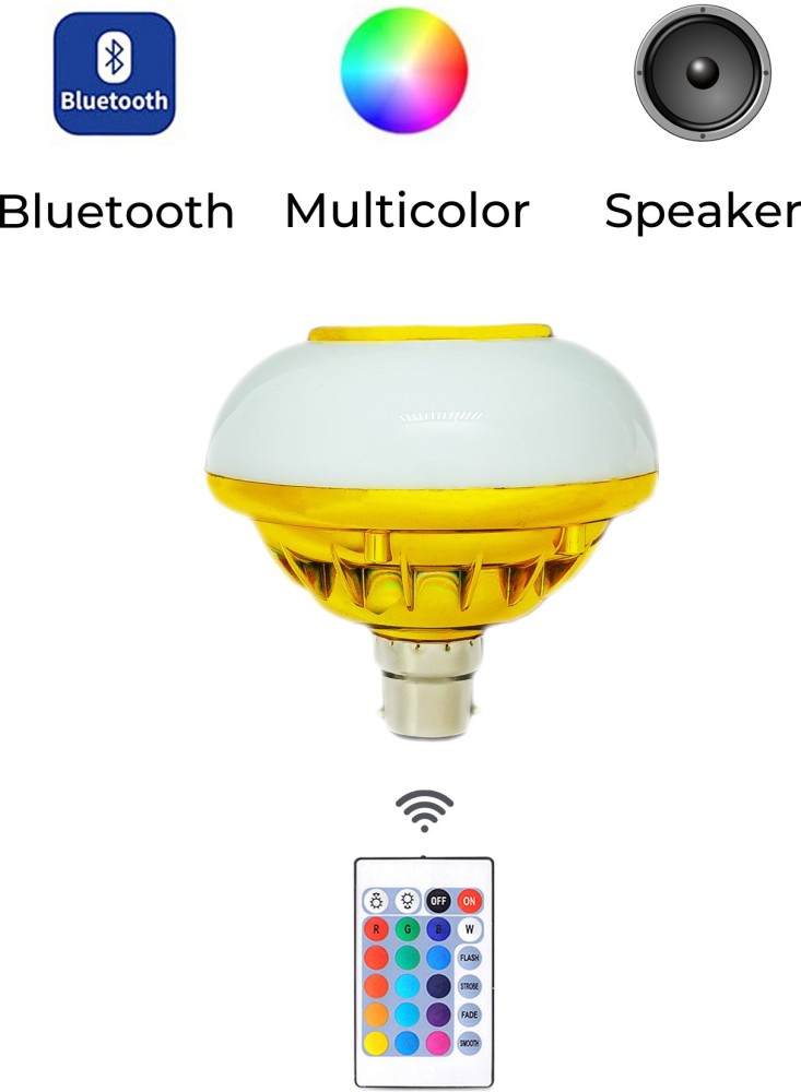 samtech 12W RGB B22 Music RGB Color Changing Light Bulb Bluetooth Speaker  Multicolor Wireless Decorative Bulb with Remote Control for Party Home Decor  Festival Birthday Gift Smart Bulb Price in India 