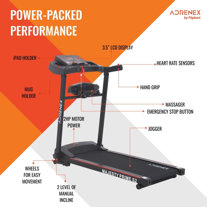 Adrenex by Flipkart Majesty Prime S2 Treadmill with Massager 2HP