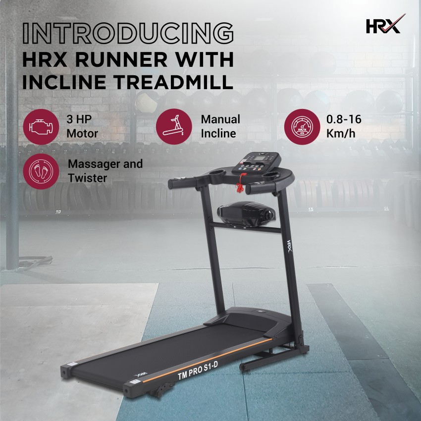 HRX TM PRO S1 D Treadmill with Massager 2HP Peak 100 kg Max Weight