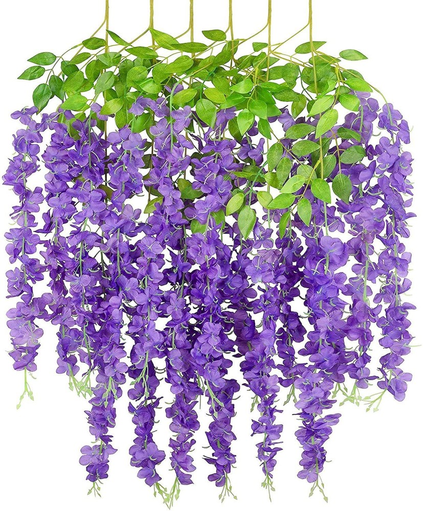 DELMOHUT wisteria flower Purple Westeria Artificial Flower Price in India -  Buy DELMOHUT wisteria flower Purple Westeria Artificial Flower online at