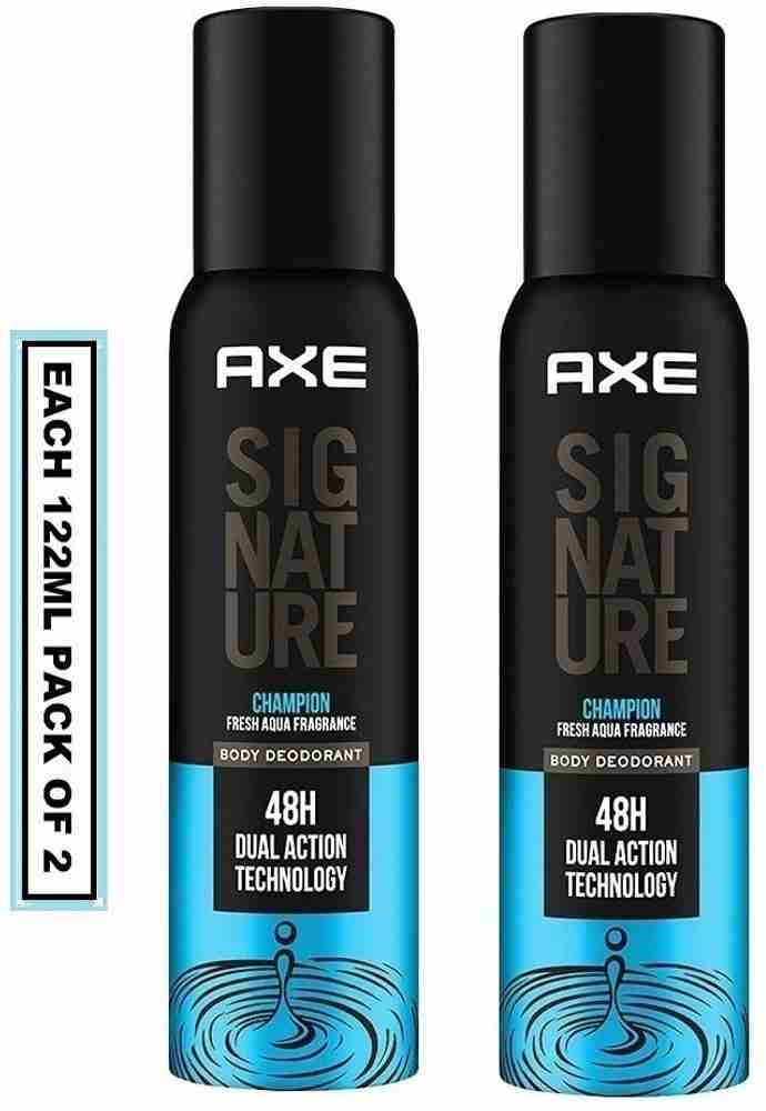 AXE Signature Champion Fresh Aqua Fragrance No Gas Deodorant Body Spray Each 122ml Set of 2 Body Spray For Men