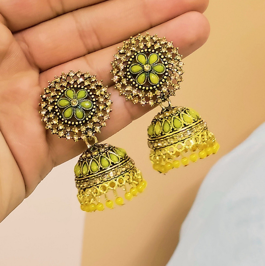Yellow deals green earrings