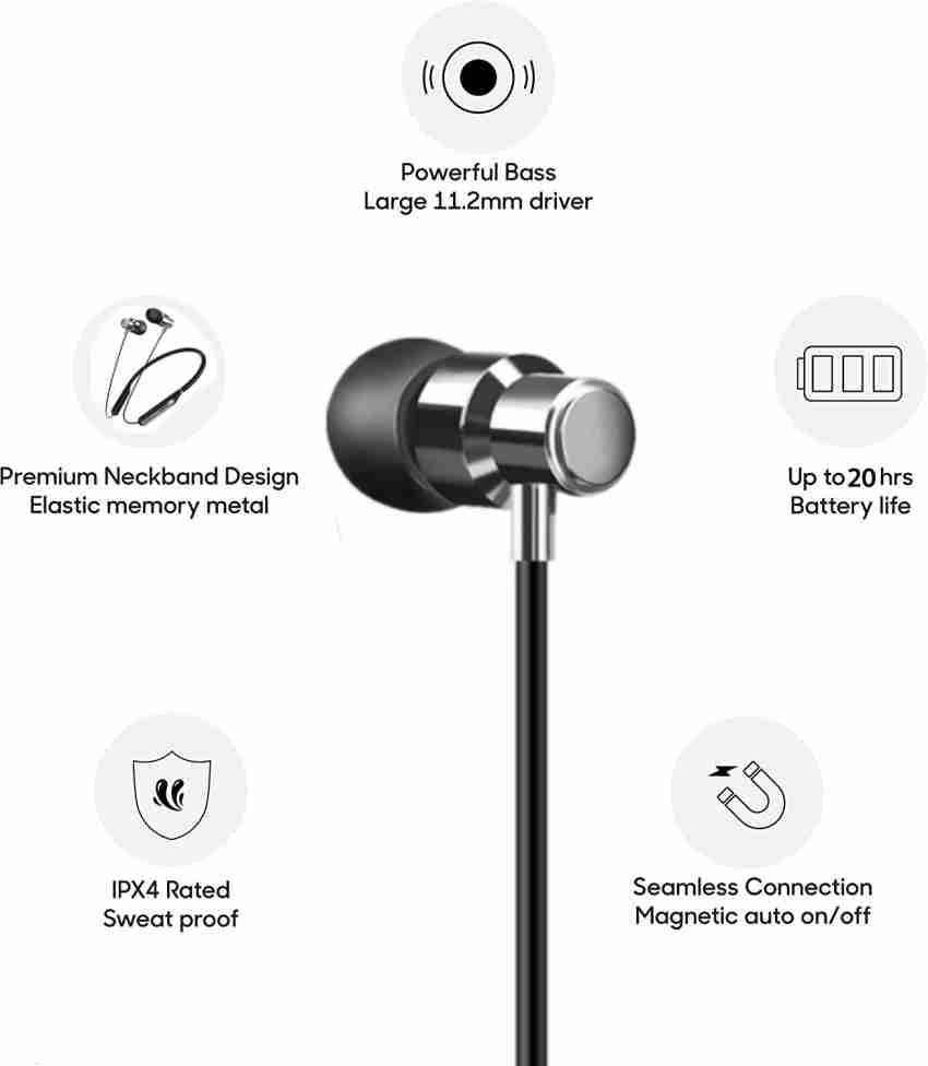 Meyaar SP 4000 Magnetic Metal Wireless Neckband With 20 Hrs Music