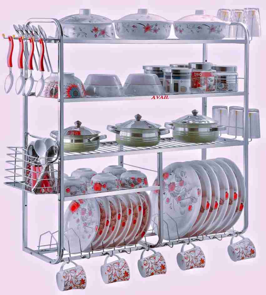 AVAIL Stainless steel 5 Self 31 x 30 Inches Kitchen Dish Rack / Plate  Cutlery Stand / Kitchen