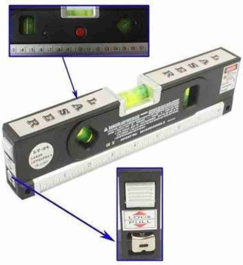 uptodateprouducts Laser Level with Tape Measure Pro 4 Level Bubbles with LED Light Lv 04 100 cm Multicolour Laser Level with Tape Measure Pro 4