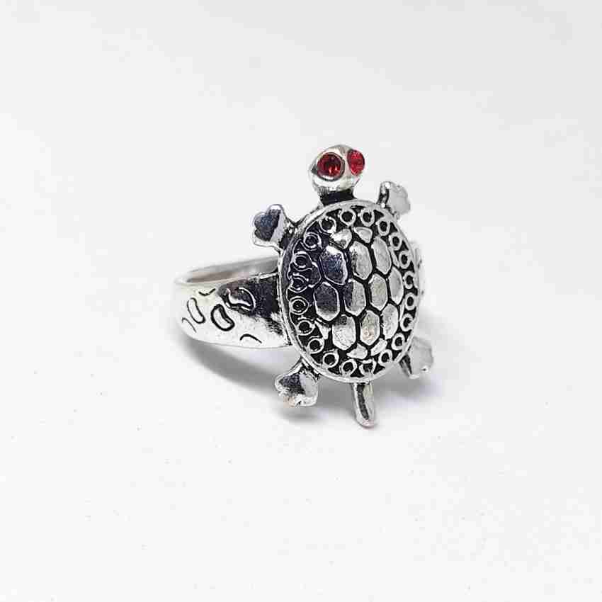 SEN ENTERPRISE Silver Tortoise Good Luck Ring Turtle Ring for Girl and Boy Lucky Tortoise Designer Tortoise Vastu Feng Shui Kachua Good Luck Charm