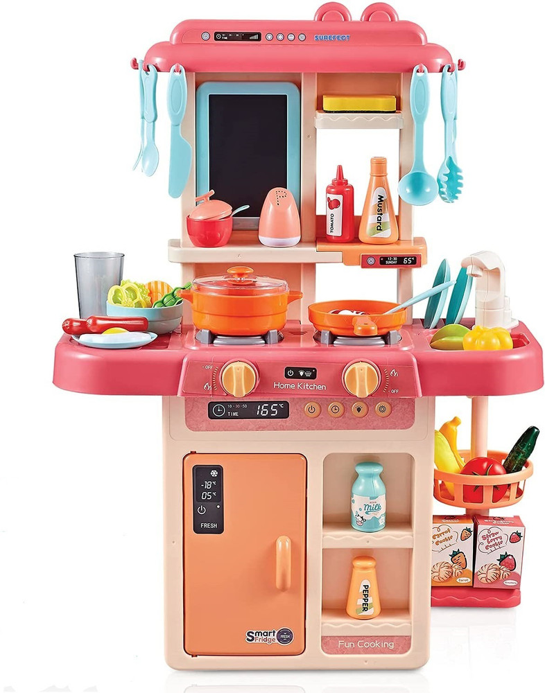 AEXONIZ TOYS 42 Piece Kitchen Set for Kids Girls With Real Smoke