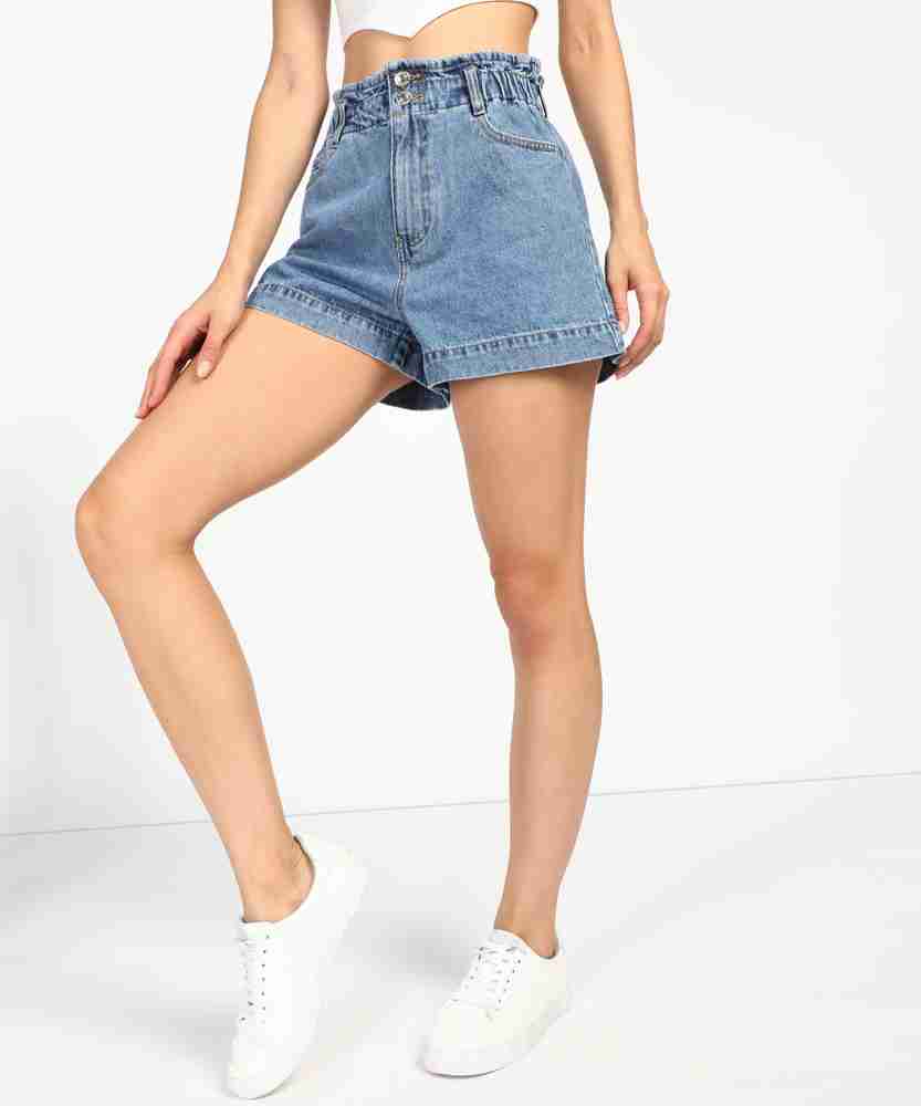 FOREVER 21 Solid Women Blue Denim Shorts Buy FOREVER 21 Solid