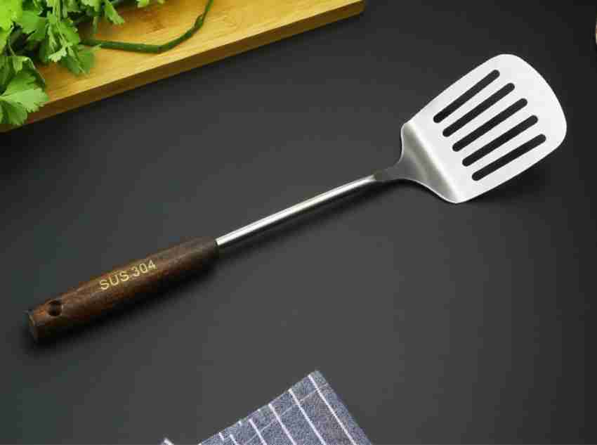 Wooden Grip Stainless Steel Slotted Spatula /Pancake Or Egg Turner