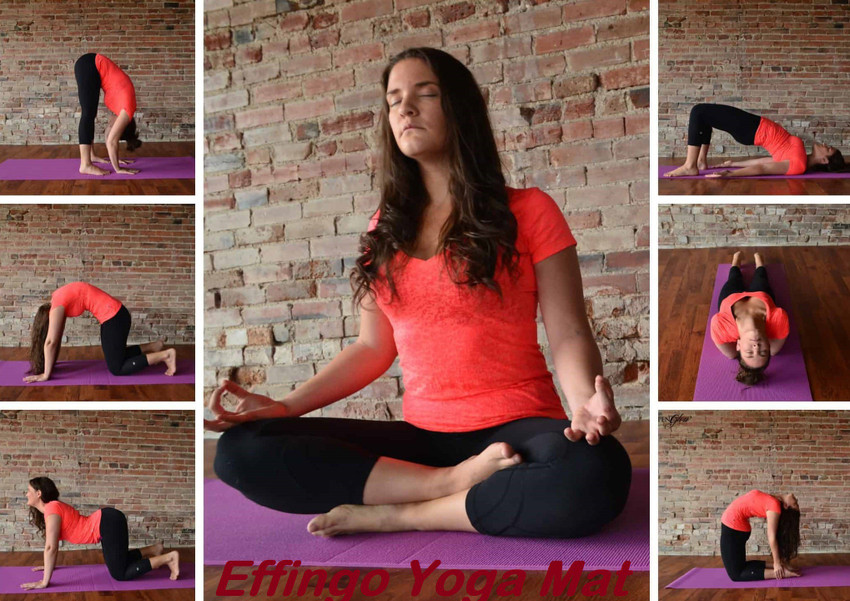 effingo EVA Yoga Mat with Carry Bag Strap for Exercise Aasan