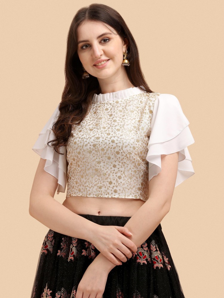 Paralians Casual Embellished Women White Top - Buy Paralians