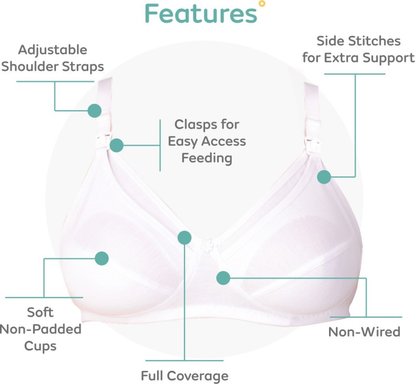 CEE 18 Cotton Padded and Non-Wired Maternity Nursing Feeding Bra for Women